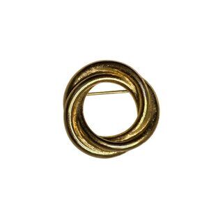 Gold-Tone Interlocking Circle Brooch Pin Vintage Jewelry